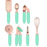 Cooking Utensil Set Rose Gold Ergonomic Silicone Handles