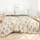 Cotton Blanket Lightweight & Breathable Reversible Diamond Floral