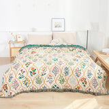 Cotton Blanket Lightweight & Breathable Reversible Diamond Floral