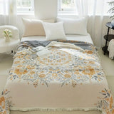 Cotton Blanket Reversible Floral Machine Washable