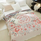 Cotton Blanket Reversible Floral Machine Washable