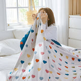 Cotton Blanket Reversible Heart Print Lightweight & Breathable
