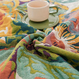 Cotton Blanket Reversible Jacquard Floral Machine Washable