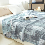 Cotton Gauze Blanket Lightweight Breathable Mosaic Pattern & Tassels