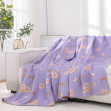 Cotton Gauze Blanket Lightweight Reversible Bow-Knot & Rose Motifs