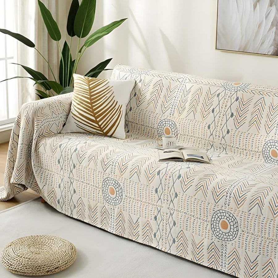 Cotton Throw Blanket Reversible Ultra-Soft Machine Washable