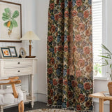 Curtain Panel Floral Jacquard Microfiber Blend Tassels
