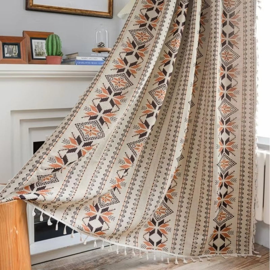 Curtain Semi-Blackout Microfiber Blend & Tassel Fringe