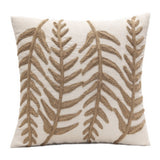Cushion Cover 12 x 20 Leaf Embroidered Invisible Zipper