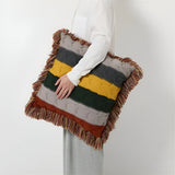 Decorative Cushion Cable Knit Cotton & Wool Blend