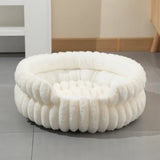 Donut Pet Bed Plush Raised Sides Removable Washable Mat