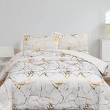 Duvet Cover Set Marble Pattern Microfiber Cotton Blend