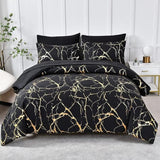 Duvet Cover Set Marble Pattern Microfiber Cotton Blend