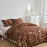 Duvet Cover Set Marble Pattern Microfiber Cotton Blend