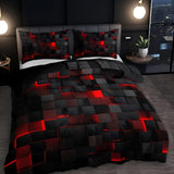 Duvet Cover Set Microfiber Cotton Neon 3D Grid