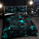 Duvet Cover Set Microfiber Cotton Neon 3D Grid