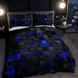 Duvet Cover Set Microfiber Cotton Neon 3D Grid