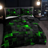 Duvet Cover Set Microfiber Cotton Neon 3D Grid