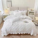 Duvet Cover Set Pinch Pleat Ruffle Cotton Blend