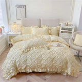 Duvet Cover Set Pinch Pleat Ruffle Cotton Blend