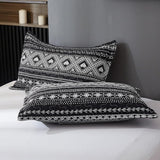 Duvet Cover Set Reversible Monochrome Geometric Microfiber
