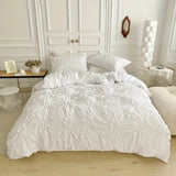 Duvet Cover Set Ruffle Pinch Pleat Zipper & Ties