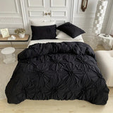 Duvet Cover Set Ruffle Pinch Pleat Zipper & Ties