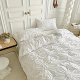 Duvet Cover Set Ruffle Pinch Pleat Zipper & Ties