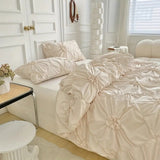 Duvet Cover Set Ruffle Pinch Pleat Zipper & Ties
