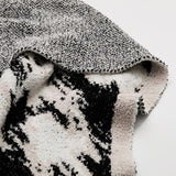 Fuzzy Knit Throw Blanket Cotton Microfiber Black & White