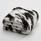 Fuzzy Knit Throw Blanket Cotton Microfiber Black & White