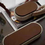 Jewelry Storage Box Travertine Stone Leather-Look Lid