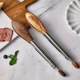 Kitchen Tongs Stainless Steel Wood Handle Set of 2
