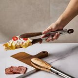 Kitchen Tongs Stainless Steel Wood Handle Set of 2