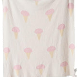 Knit Throw Blanket Ice Cream Pattern Velvety Microfiber OEKO-TEX