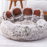 Pet Bed Paw-Shaped Ultra-Soft Plush Non-Slip Base