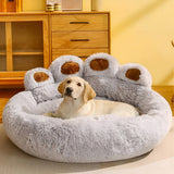 Pet Bed Paw-Shaped Ultra-Soft Plush Non-Slip Base