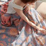 Reversible Cotton Blanket Organic Breathable Machine Washable