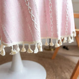 Round Tablecloth Leaf Embroidery Microfiber Machine Washable & Quick-Drying