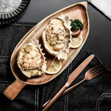 Serving Plate Leaf-Shaped Natural Wood