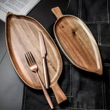 Serving Plate Leaf-Shaped Natural Wood