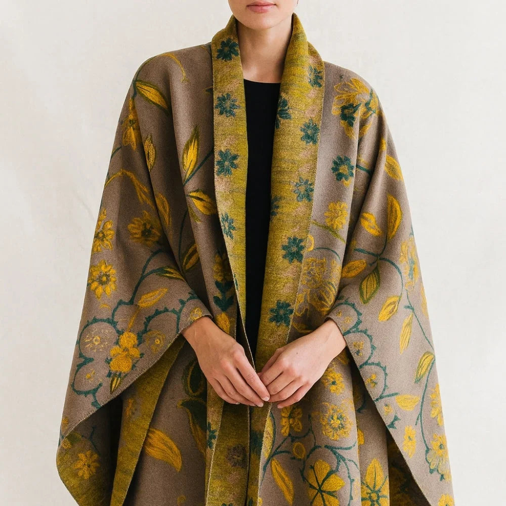 Shawl Scarf Double-Sided Floral Microfiber Blend