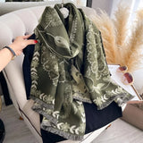 Shawl Scarf Double-Sided Floral Microfiber Blend