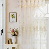 Sheer Lace Curtain Embroidered Tulle Grommet Top