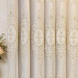 Sheer Lace Curtain Embroidered Tulle Grommet Top