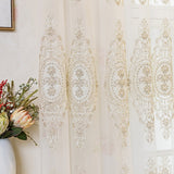 Sheer Lace Curtain Embroidered Tulle Grommet Top