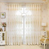 Sheer Lace Curtain Embroidered Tulle Grommet Top