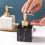 Soap Dispenser Marble Ceramic Matte Gold Pump