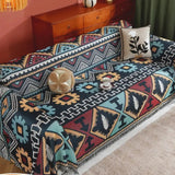 Sofa Cover Aztec Geometric Microfiber Blend Tassel Accents