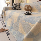 Sofa Cover Breathable Cotton Gauze Leaf Pattern Machine Washable